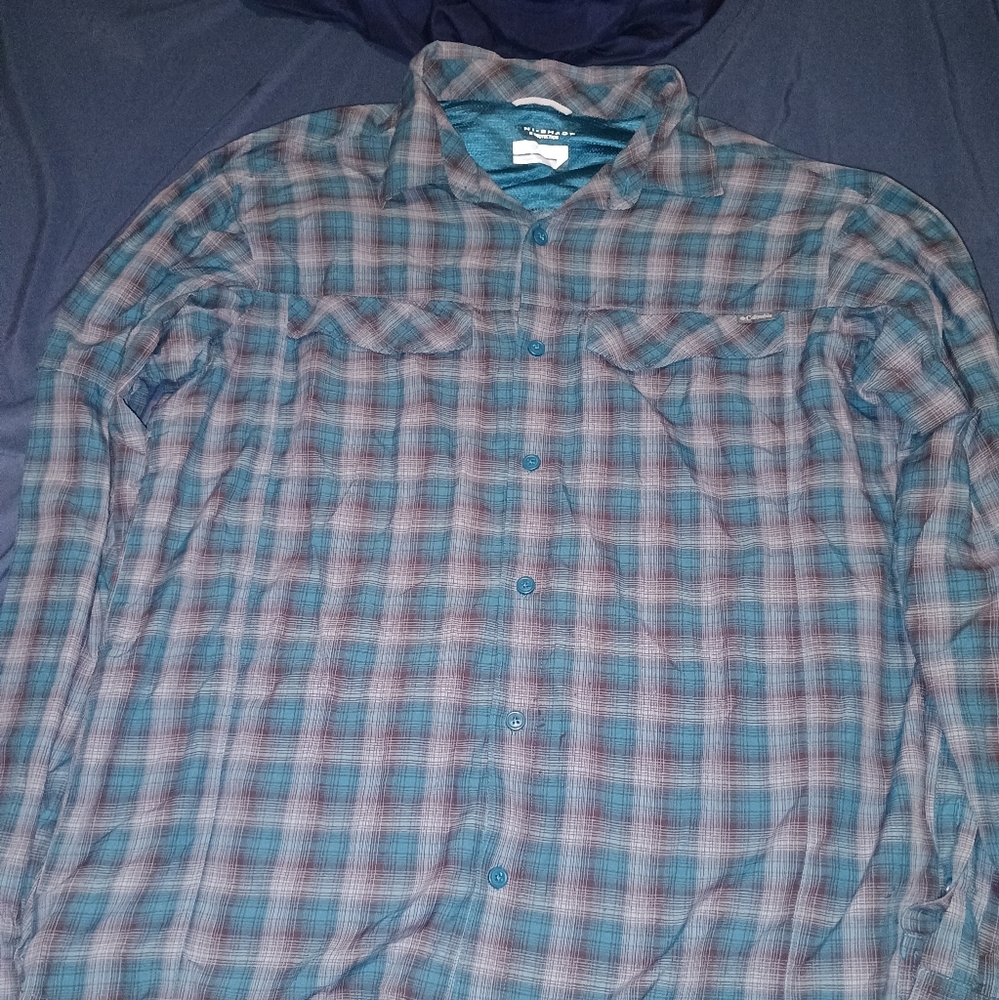 Men's Blue Plaid Dress Shirt